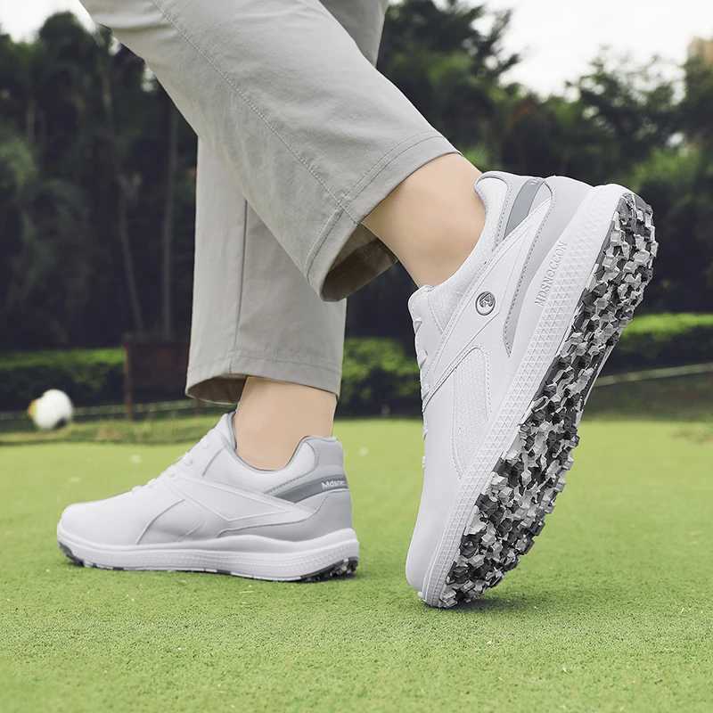 Waterproof Leather Golf Shoes Men Breathable Golf Training Shoes Spikeless Golf Trainers Lace-up Business Casual Travel Sneakers Y250322