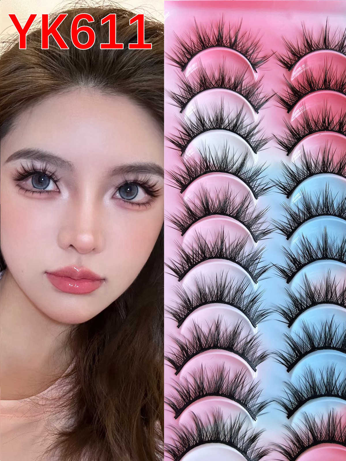 YK611 Big Devil Thick False Eyelash Hard Meme Cross Barbie Big Eyes Sharp Tail Exaggerated Eyelash Curling W250324