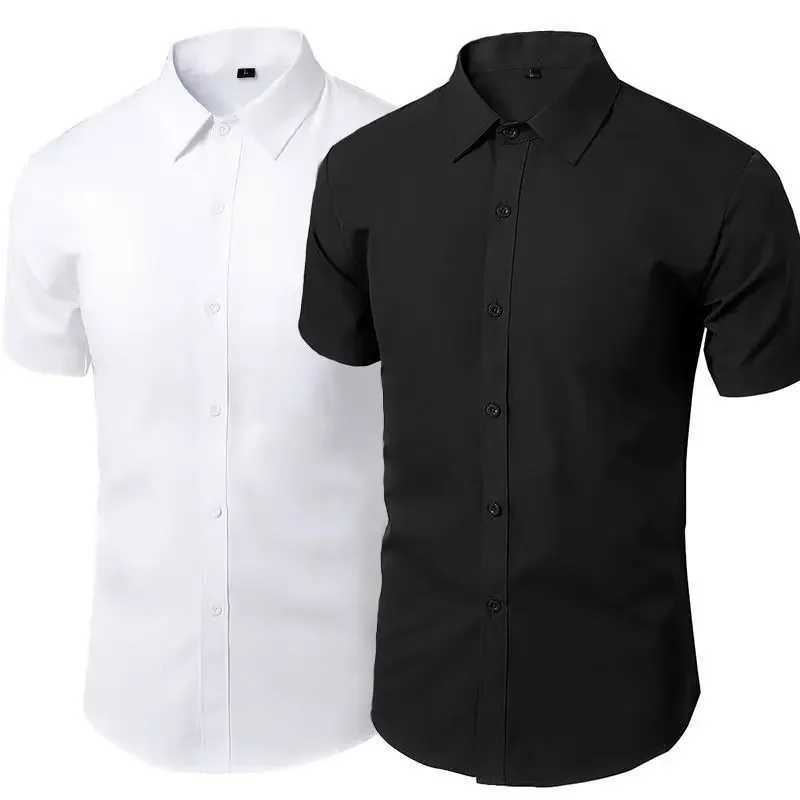 Summer mens casual white shirt short sleeved button slim fit mens social shirt 4XL 5XL X2503241