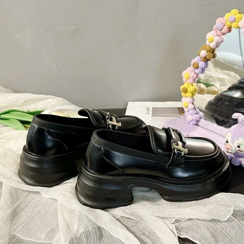 Loafers Retro British Style Leather White Light Mouth Mary Jane Single New Thick Soled Sponge Cake Women's Shoes