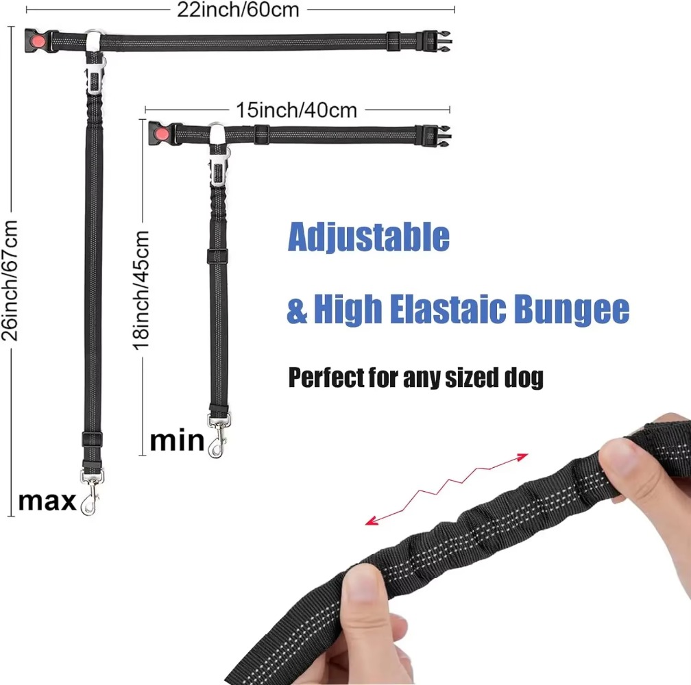 2-in-1 Dog Car Seat Belt Adjustable Reflective Pet Safety Seat Belt Dog Accessories for Large Medium Small Dogs