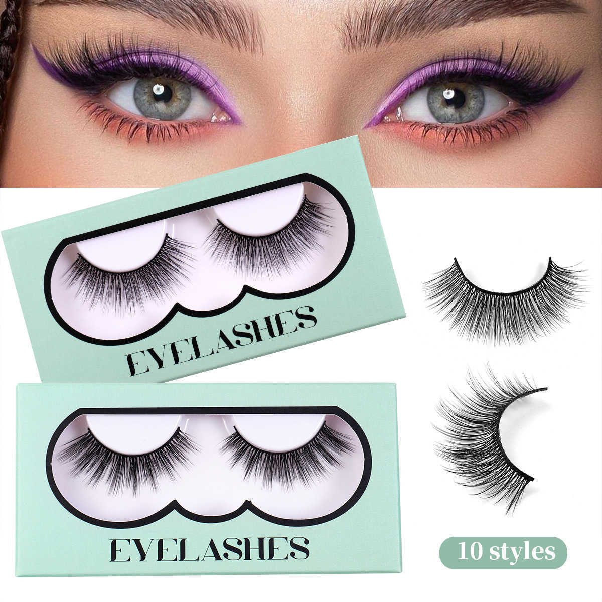 New 3D synthetic false eyelashes set thick curly messy simulated eyelashes W250324