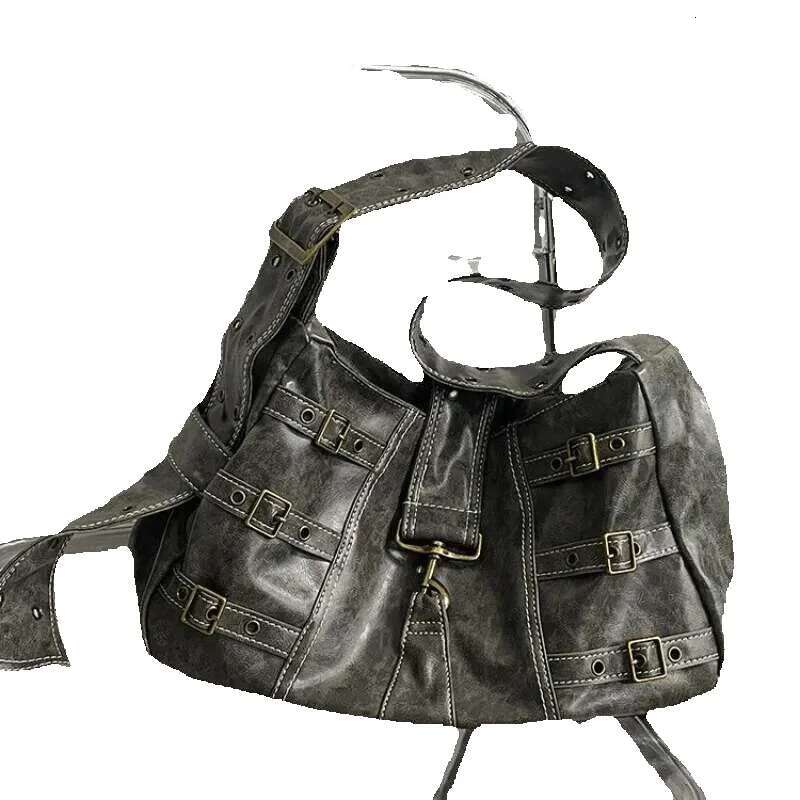 MBTI Fashion Vintage Womens Shoulder Large Capacity Punk Designer Men Black Tote Bag Advanced Shopper Casual Handbag