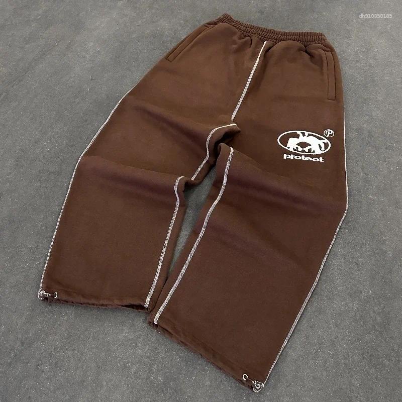 Men's Pants Y2K Man Cargo Joggers Vintage Casual Embroidered Cotton Sweatpants Men Women Fashion Wide Leg Merican Streetwear