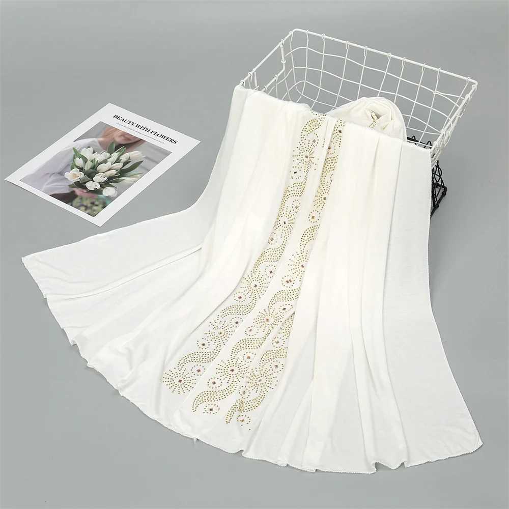 Jersey Fashion Muslim Wen Headband Rhinestone Long Scarf Trkiye Shawl Bag Bandana Scarf Arab Womens Headband X250324