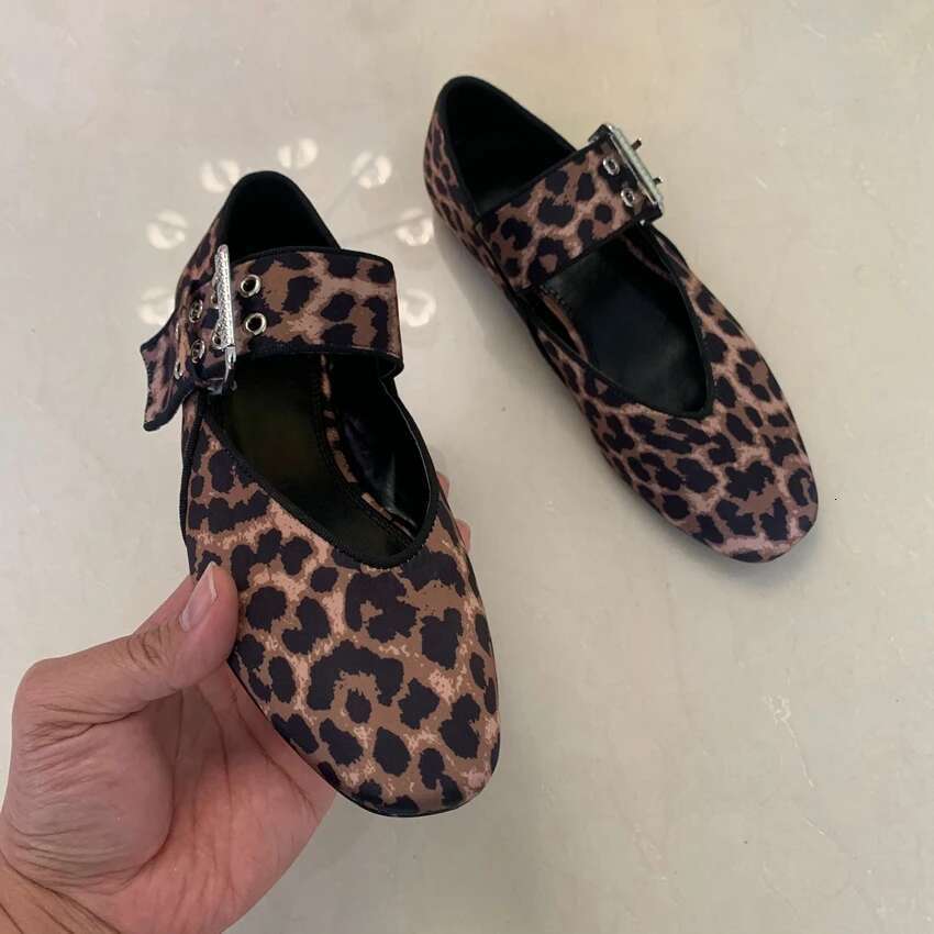 Fashion Womens Leopard Print Casual Flat Shoe Summer Mary Jane Shoes Woman Slip-on Flats