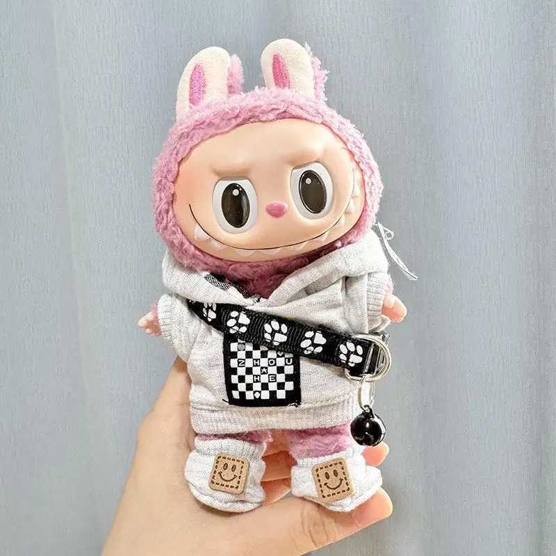 17cm mini plush doll clothing accessory suitable for Korean K-pop Exo Labubu idol doll couple college street sweater clothingXJ250324