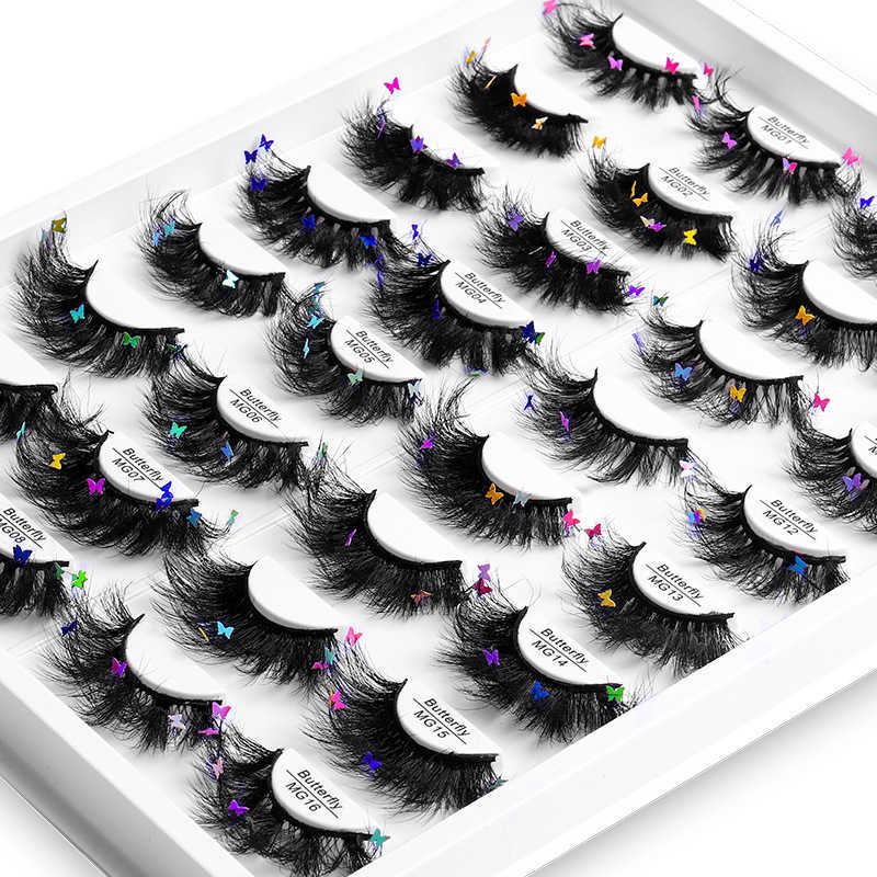 New pair of 8D imitation mink fur butterfly false eyelashes naturally curled up with multiple layers of thick crossed eyelashes W250324