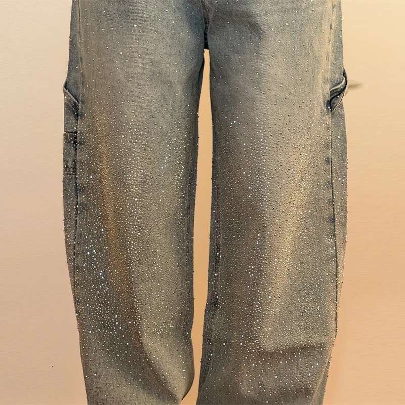 New Women's Shiny All Rhie Pink Denim Jeans Pant High Waist Straight Leg Pants Trendy Casual Streetwear Trousers