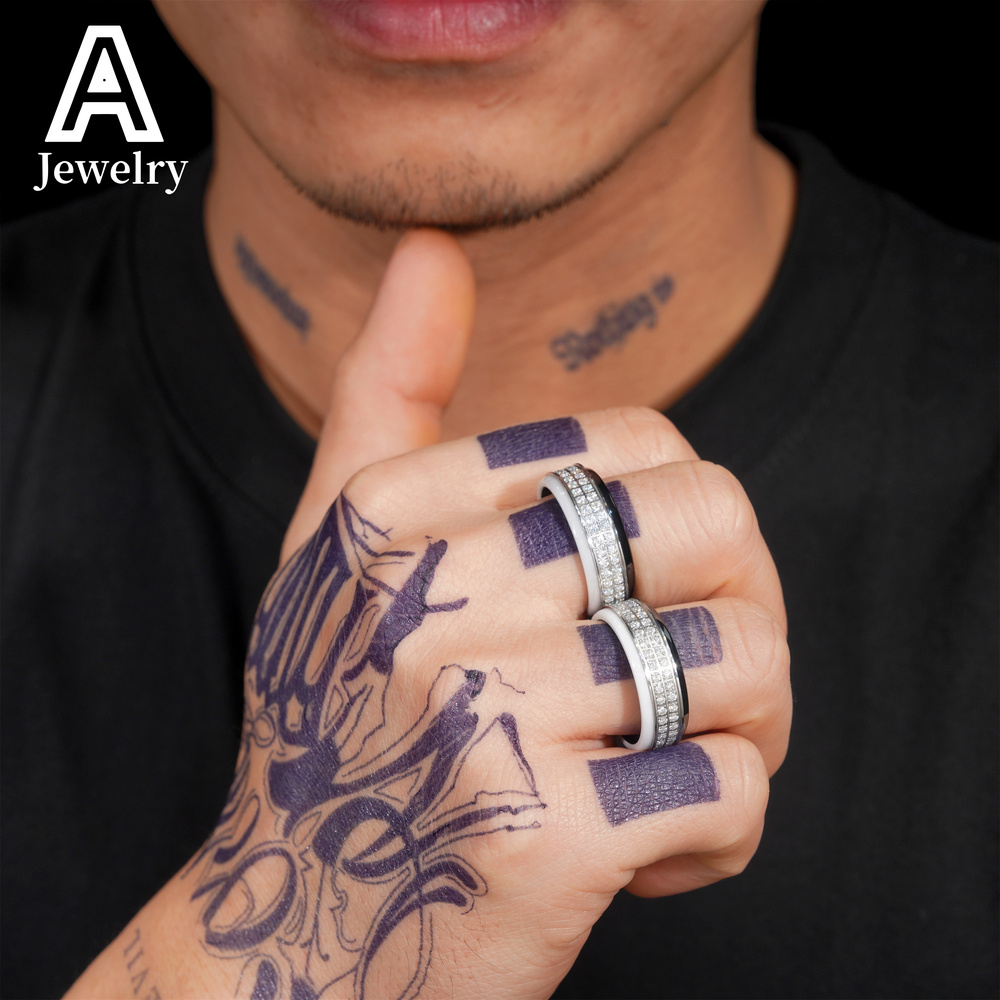 European and American new style stainless steel Mossant 8/10# Light luxury fashion mens and womens trend rings