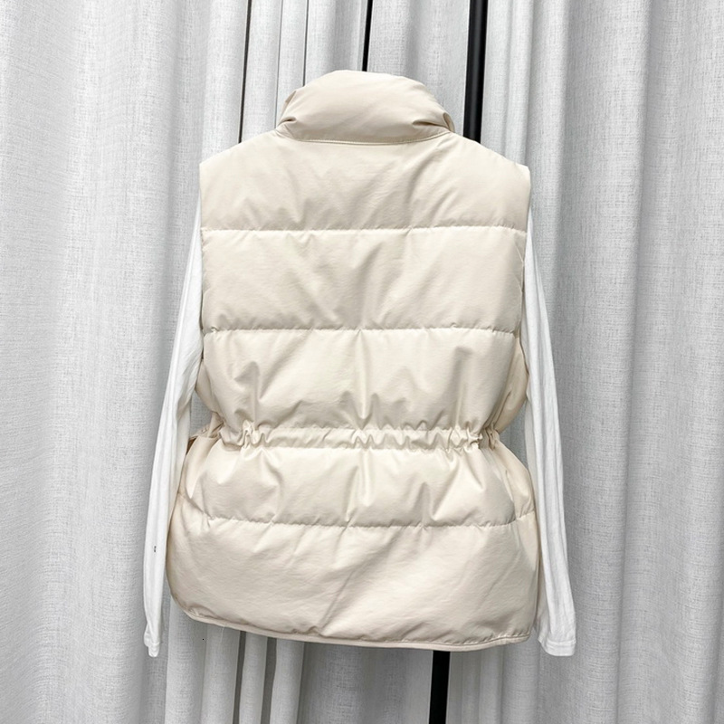 Fashionable autumn and winter cotton vest, camisole, women's 2024 loose, sleeveless, versatile, waist cinching, large pocket vest jacket, top