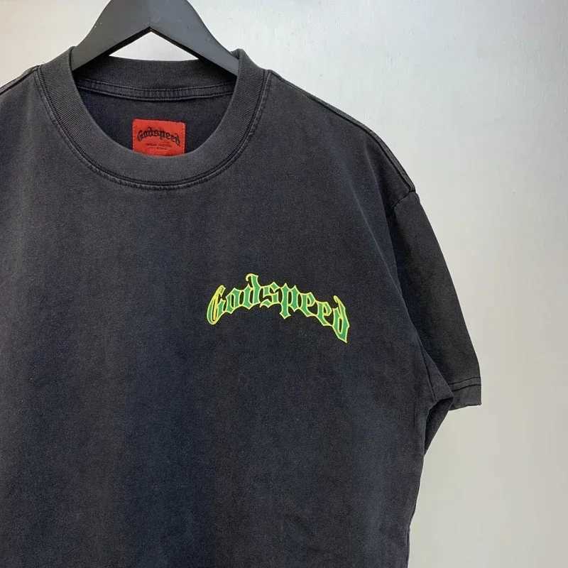 EU Sell Well Fashionable Brand GOD SPD T-shirt Masked Mysterious Person Brand Letter Printing Casual Short Slip Top X250324