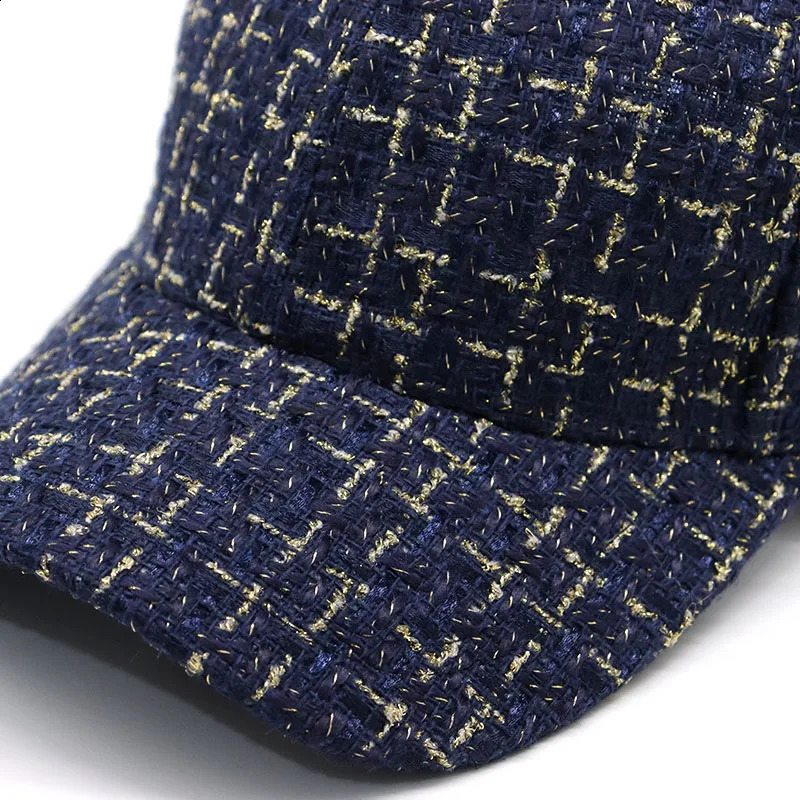 Womens Plaid Baseball Cap Autumn Winter Warm Metallic Color Snpack Caps for Ladies Thick Woolen Bone Gorras Sun Hat 250321