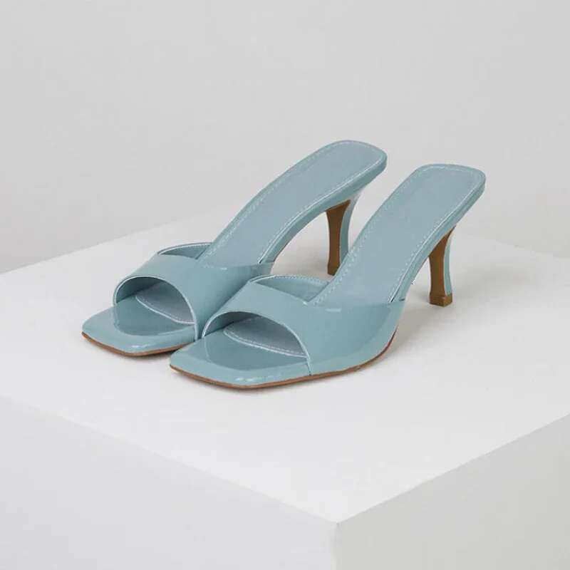 Summer Slippers for Women Simple Mules Solid Color Women' Square Toe Stiletto Shoes Comfort Breathable Shallow High Heels
