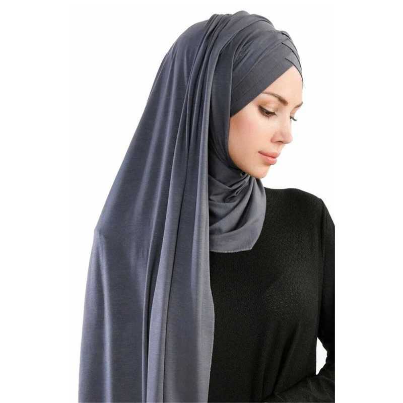 2023 New Jersey Scarf Soft Pure Cotton Instant Headscarf Shawl and Wrap Shawl Female Muslim Headscarf Ready to Wear Scarf X250324