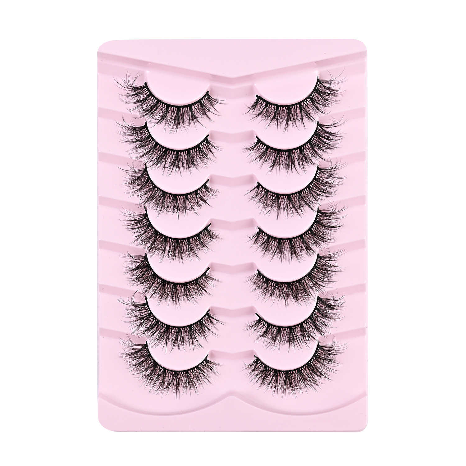 Flat fake eyelashes 7 pairs set elongated and naturally fluffy eyelashes at the end of the eye W250324