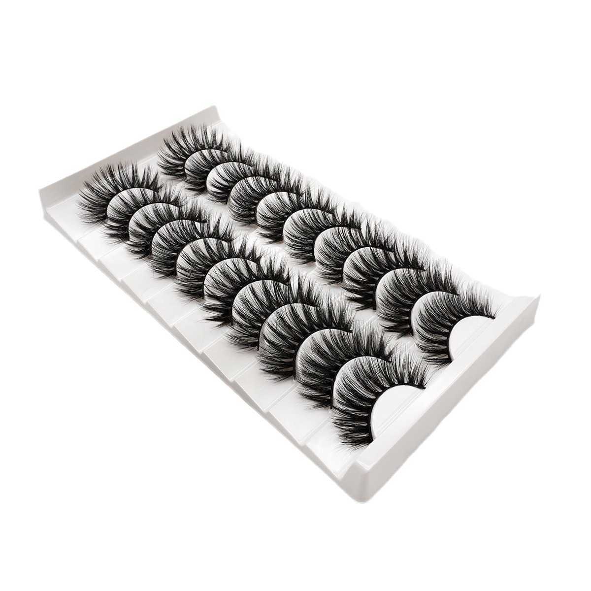Style 10 pairs of fake eyelashes thick eyelashes natural extension curling one piece fine stem W250324