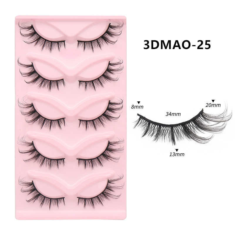 5 pairs of cats eye thick V small flower curl cross style fox false eyelashes COS mixed blood female group eyelashes W250324