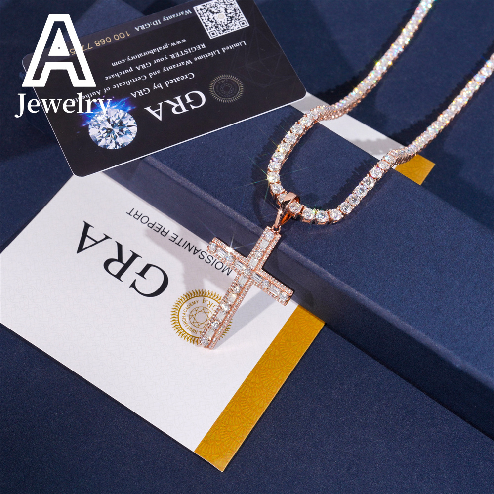 New Style Hip Hop iced out Cross Pendant Moissanite Pendant Pass Diamond Teste Pendantr