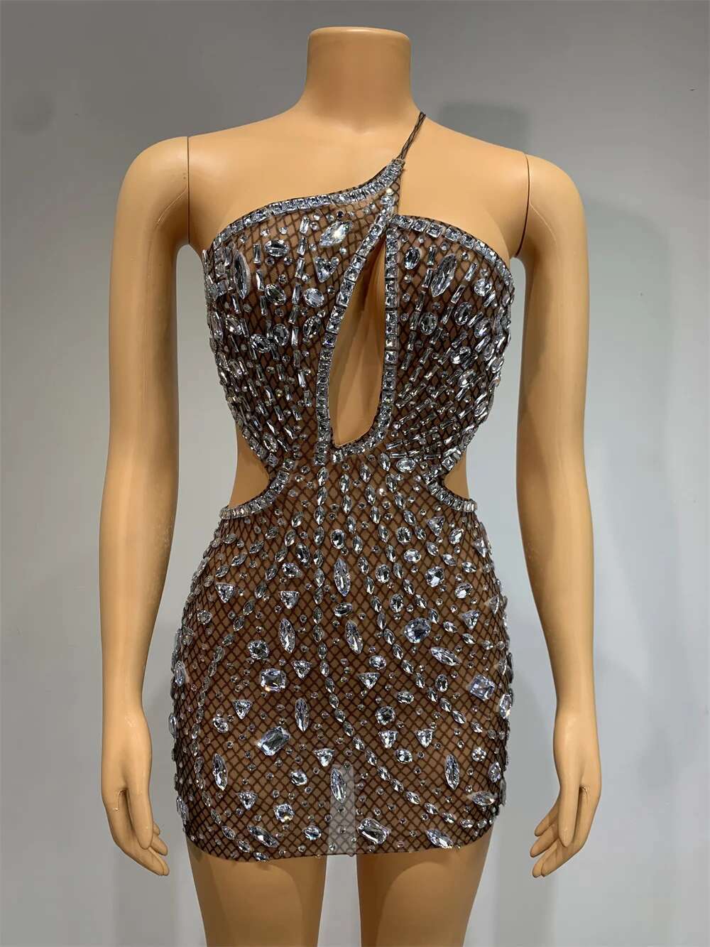 Urious Birthday Party Dress Women Sexy Mesh Backless Stretch Evening Prom Gowns Singer Stage Costume Club Celebrate Outfit