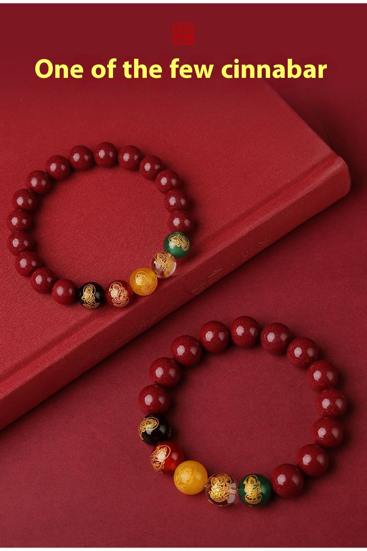 New Cinnabar Brave Bracelet Lunar New Year Five Roads God of Wealth Beads Bracelet Purple Gold Sand Men and Women