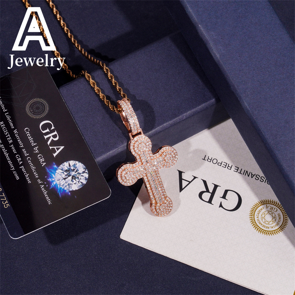 New Arrivals Hip hop cross pendant 925 sterling silver moissanite pendant iced out shining cross pendant