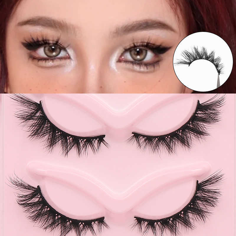 5 pairs of cats eye thick V small flower curl cross style fox false eyelashes COS mixed blood female group eyelashes W250324
