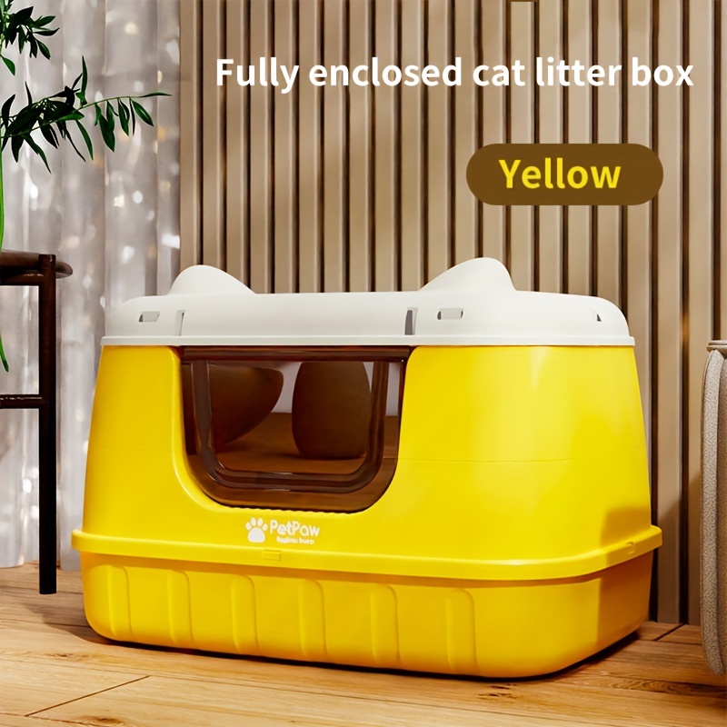 Large Enclosed Litter Box Odor Control Removable Self Cleaning Non Electric Battery Free Square Shape Pet Supplies Cat Toilet