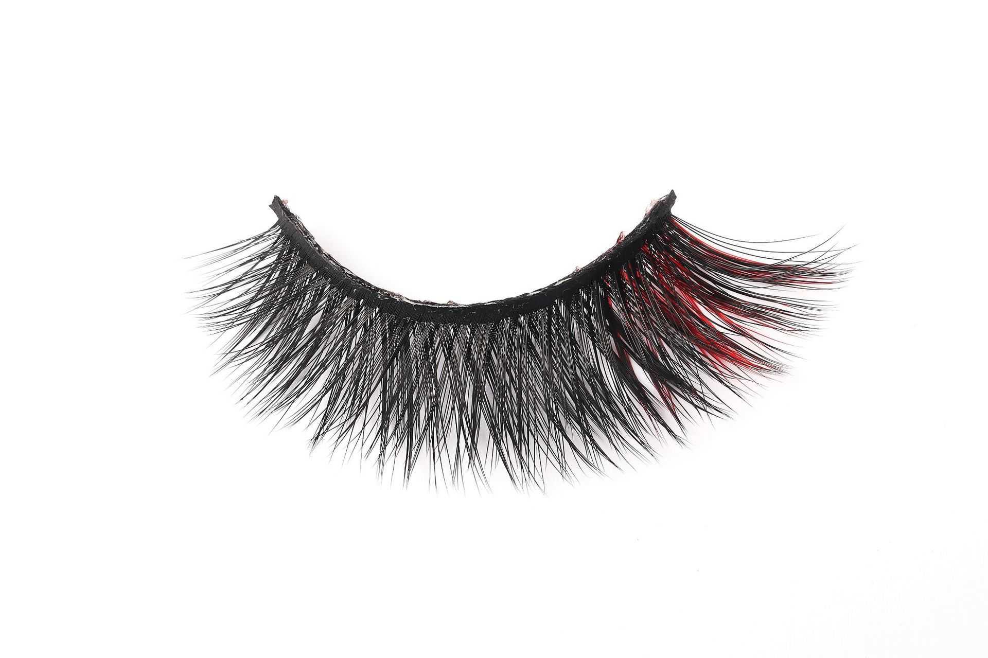 Mixed color black with color false eyelashes thick and curly exaggerated stage creative makeup W250324
