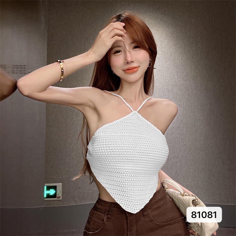 2025 New Spicy Girl Hanging Neck Sexy Designer Small Vest Beach Outdoor Beautiful Vest Slim Fit Pure Desire To Wear Strapless Short Top