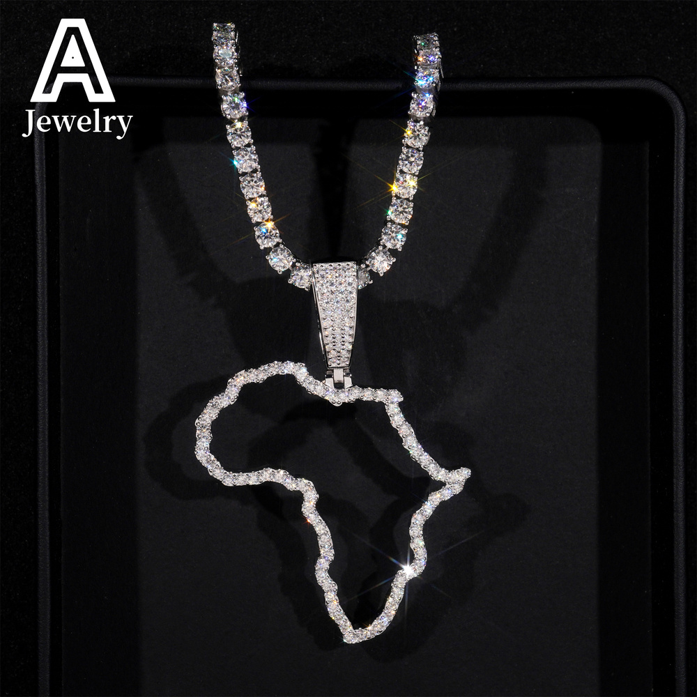Map of Africa custom pendant s925 vvs moissanite jewelry custom hip hop pendant