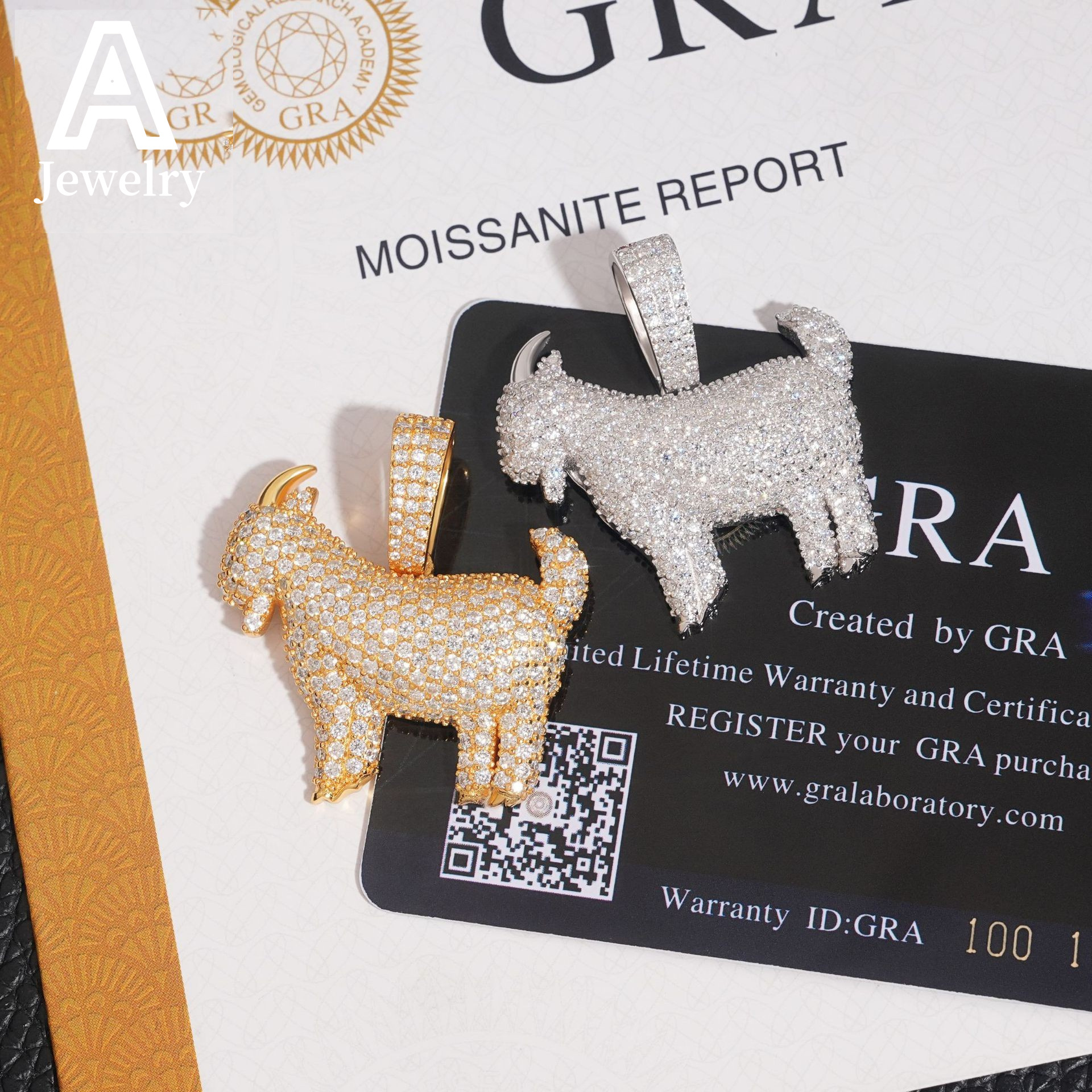 Custom hip hop iced out Jewelry Sterg Sier necklace VVS moissanite Dia chain set Sheep Pendant