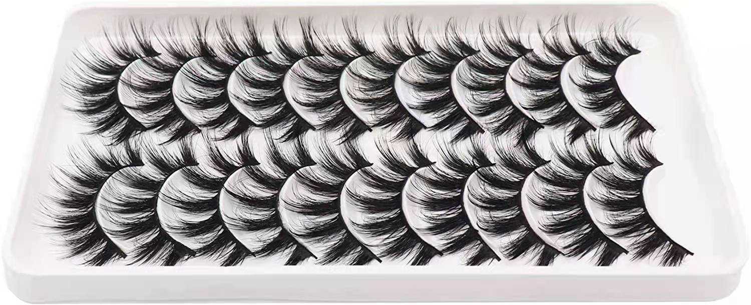 Ten pairs of fake eyelashes imitating mink thick three-dimensional multi-layer fourteen pairs of elongated eyelashes at the end of the eye W250324