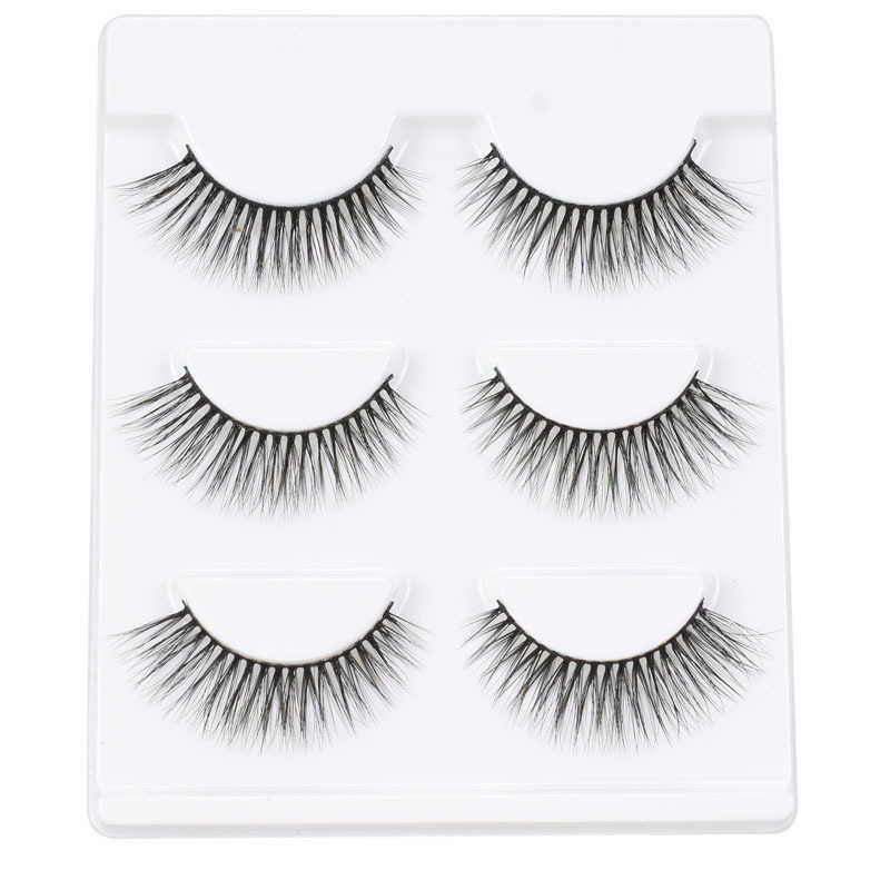 3D Stage Makeup False Eyelash 3-Pair Set Eye Tail Extension Artificial Fiber Eyelash Makeup W250324