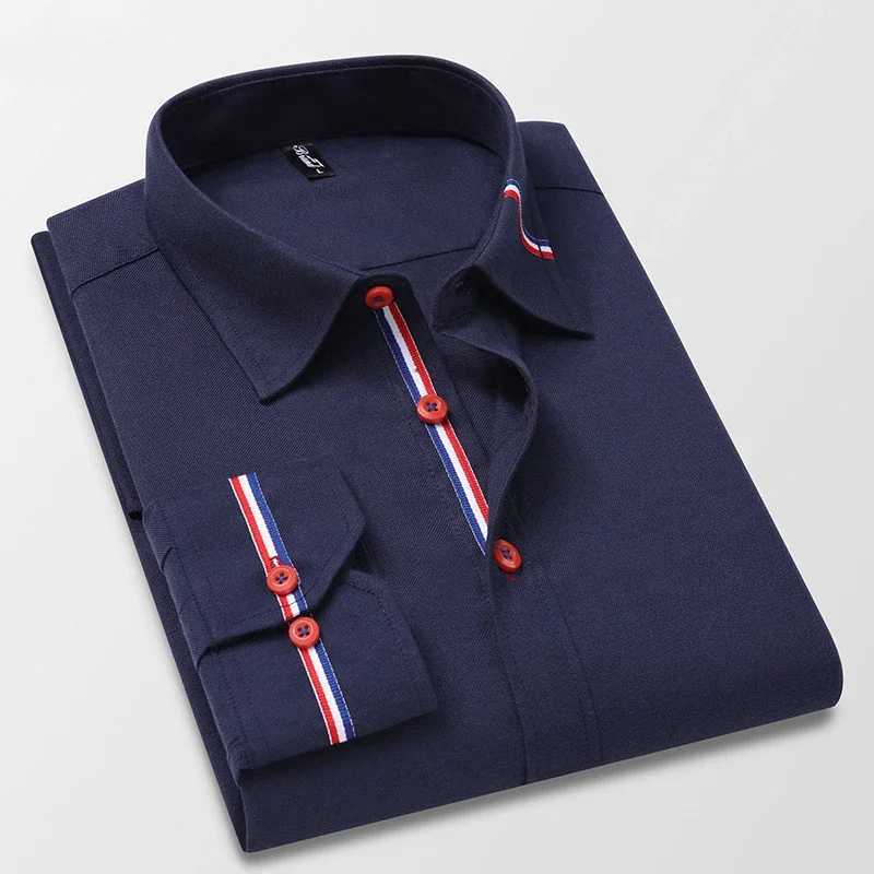 New mens shirt Oxford spun solid color long sleeved casual professional mens shirt from South Korea X250324