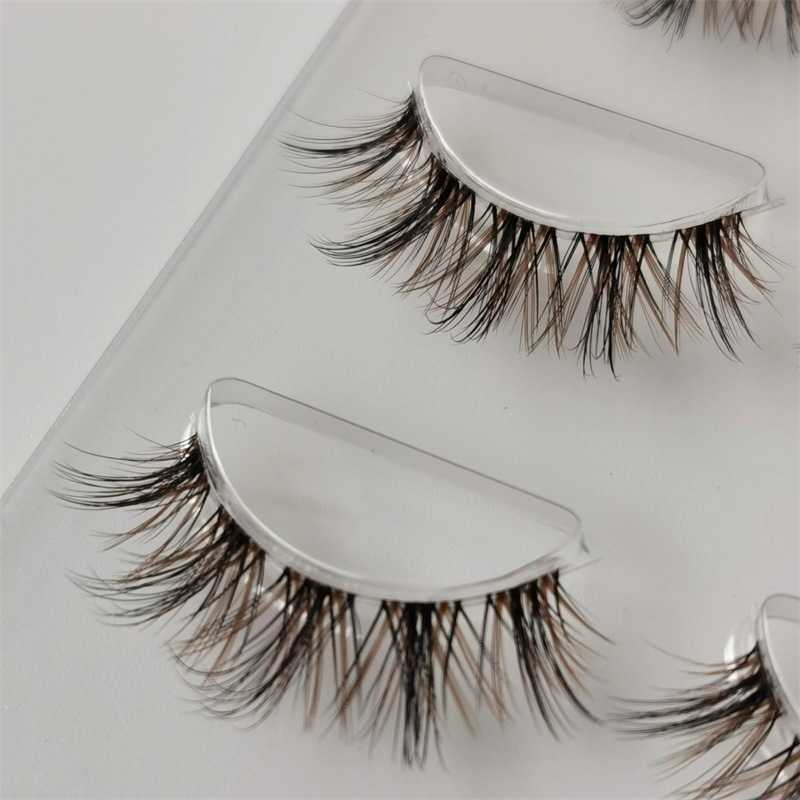 Black brown thick transparent stem false eyelashes imitating mink fur material curled and clustered soft stem stage makeup GM35 W250324