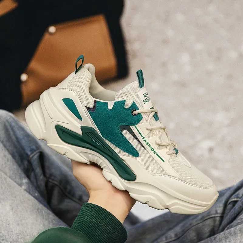 Mens shoes 2025 new summer breathable casual sports shoes suitable for mens students running teenagers height increase dad trend shoesXJ250324