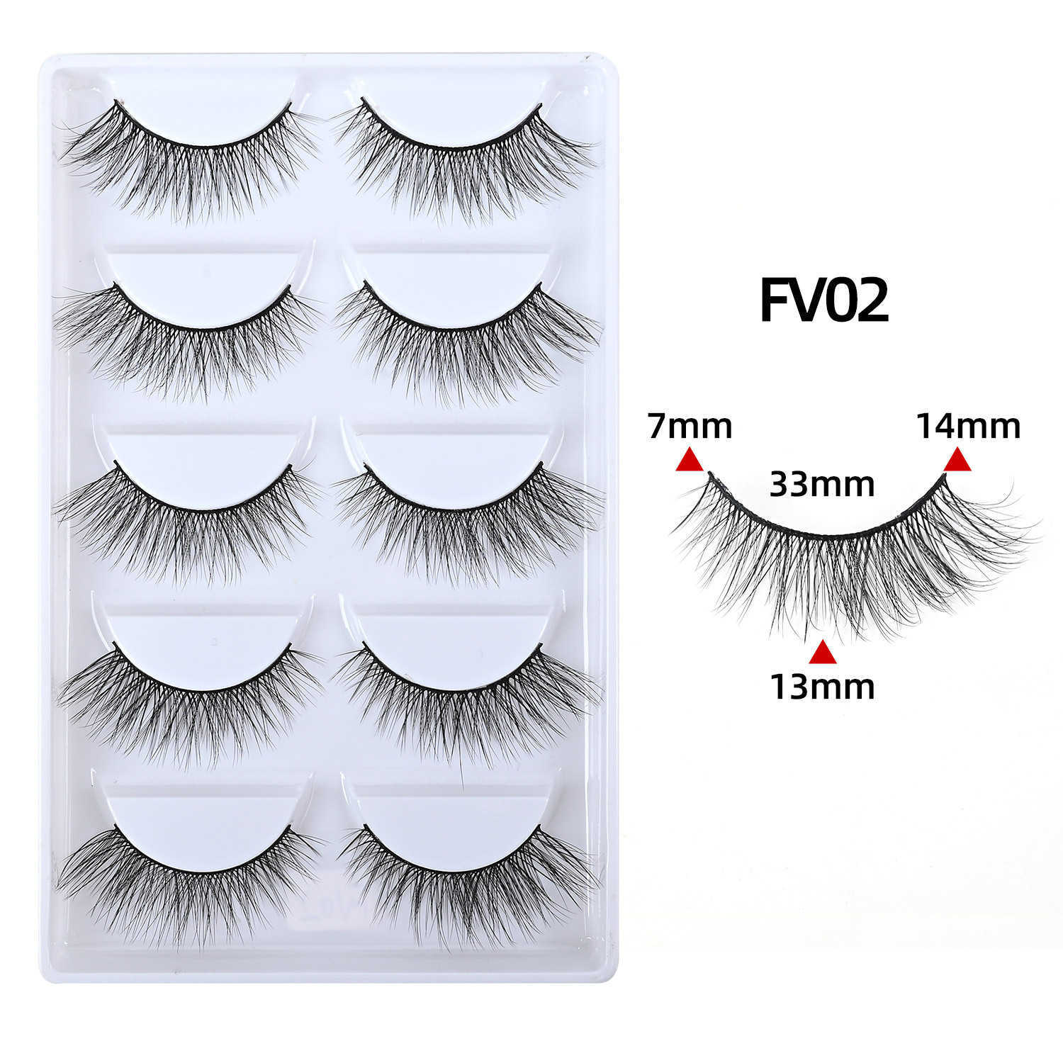New set of five pairs of false eyelashes thick and curled one piece handmade three-dimensional eyelashes W250324