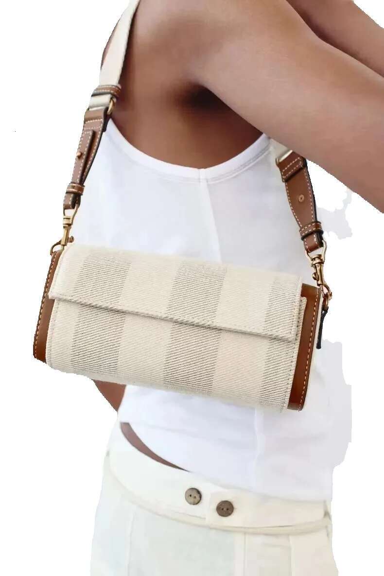 Autumn New Women's Vanilla Yellow Flip Cover Versatile Commuting Bag, Cydrical Shoulder Crossbody Bag