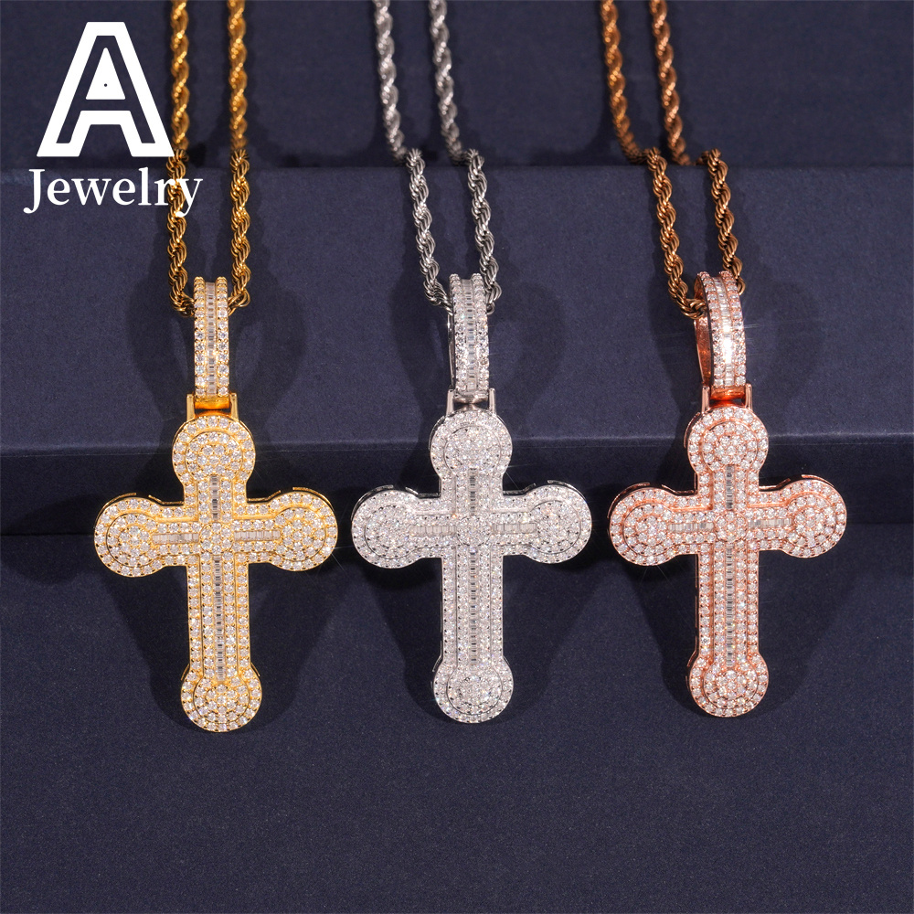 New Arrivals Hip hop cross pendant 925 sterling silver moissanite pendant iced out shining cross pendant