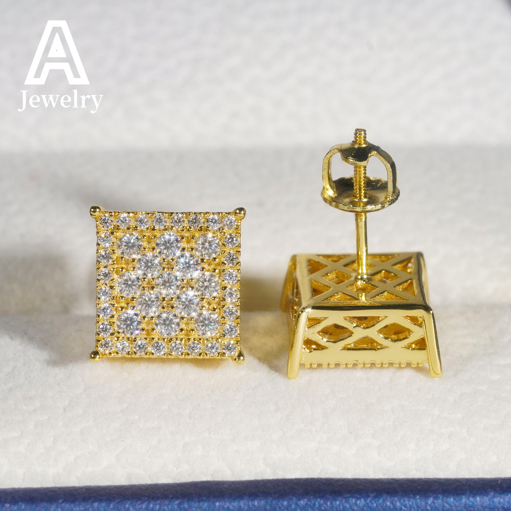 Fine jewelr Maker Wholesale Ready Made Jewelry Round Circle ear studs moissanite screw back earrings 925 Silver jewelry earrings