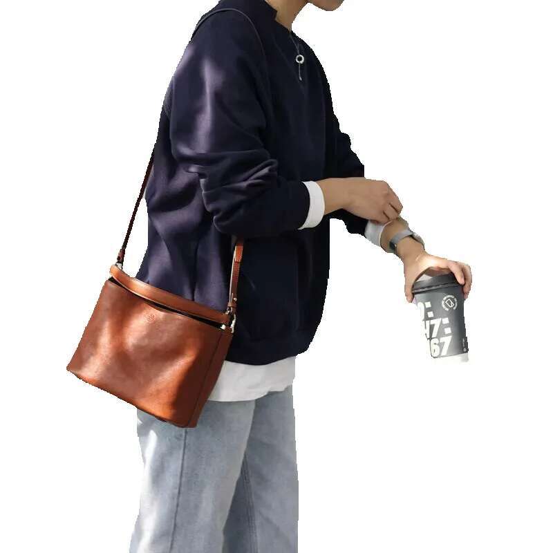 2024 New Arrival Genuine Leather Crossbody Bucket Bags Women Retro Small Handbag Soft Shoulder Bag