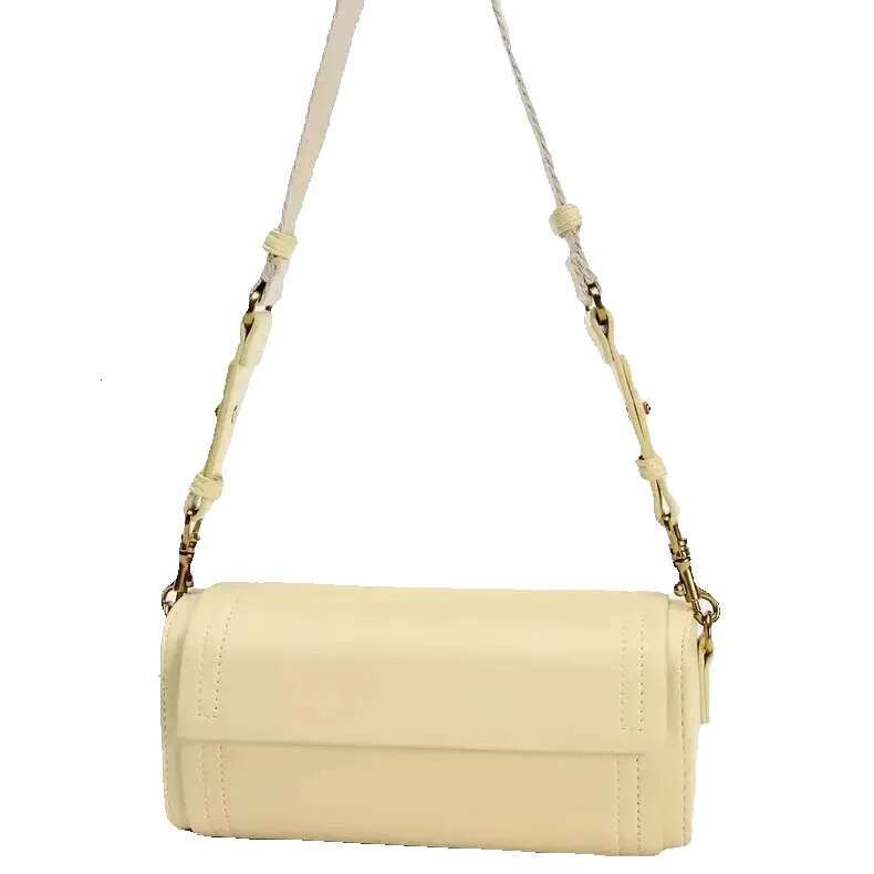 Autumn New Women's Vanilla Yellow Flip Cover Versatile Commuting Bag, Cydrical Shoulder Crossbody Bag
