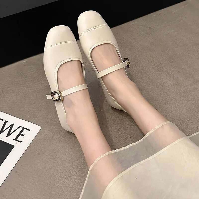 Spring/Autumn Fashion Buckle Single Women's Solid Color Model Square Toe Beautiful Casual and Comfortable Loafers atos