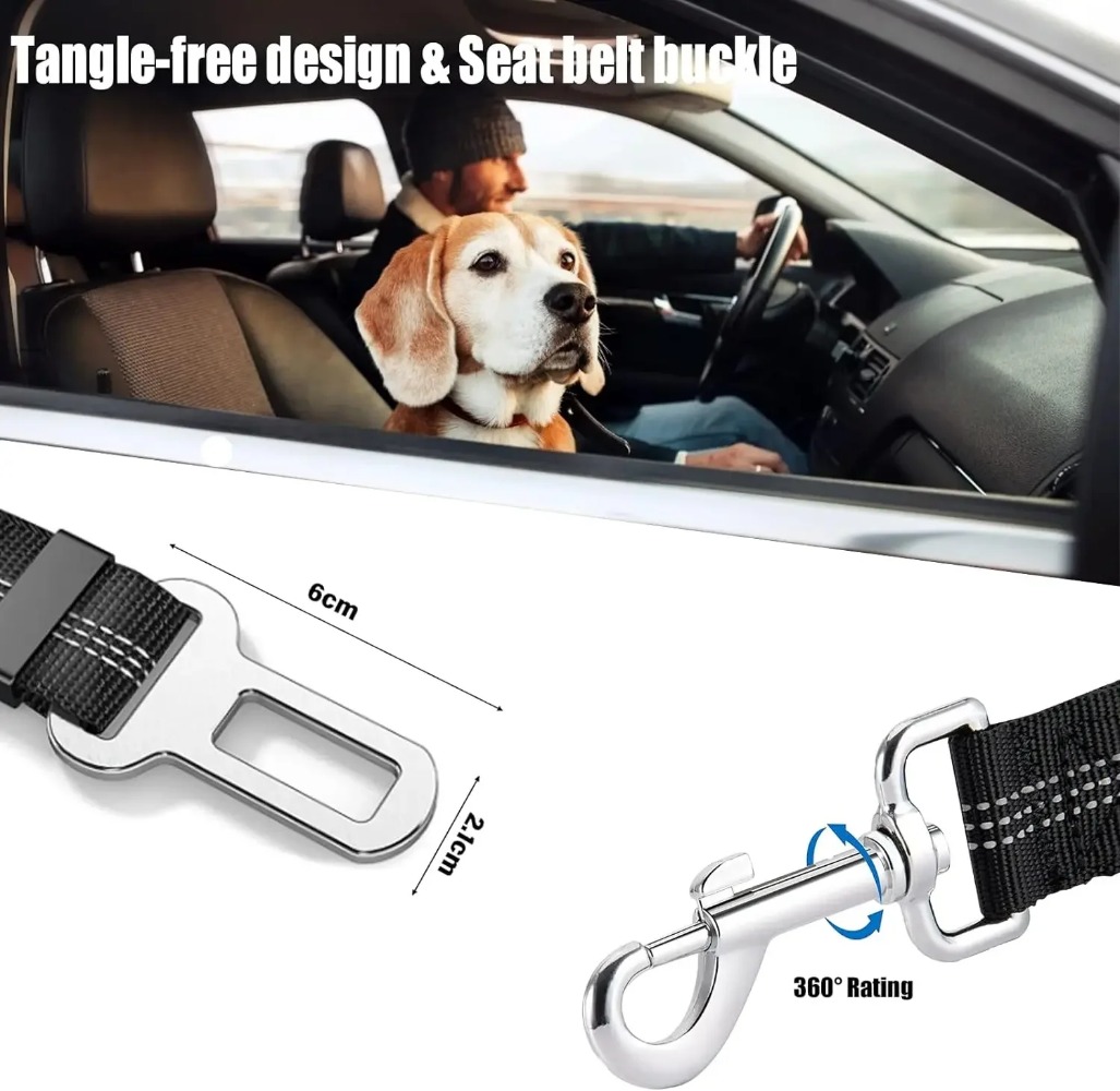 2-in-1 Dog Car Seat Belt Adjustable Reflective Pet Safety Seat Belt Dog Accessories for Large Medium Small Dogs