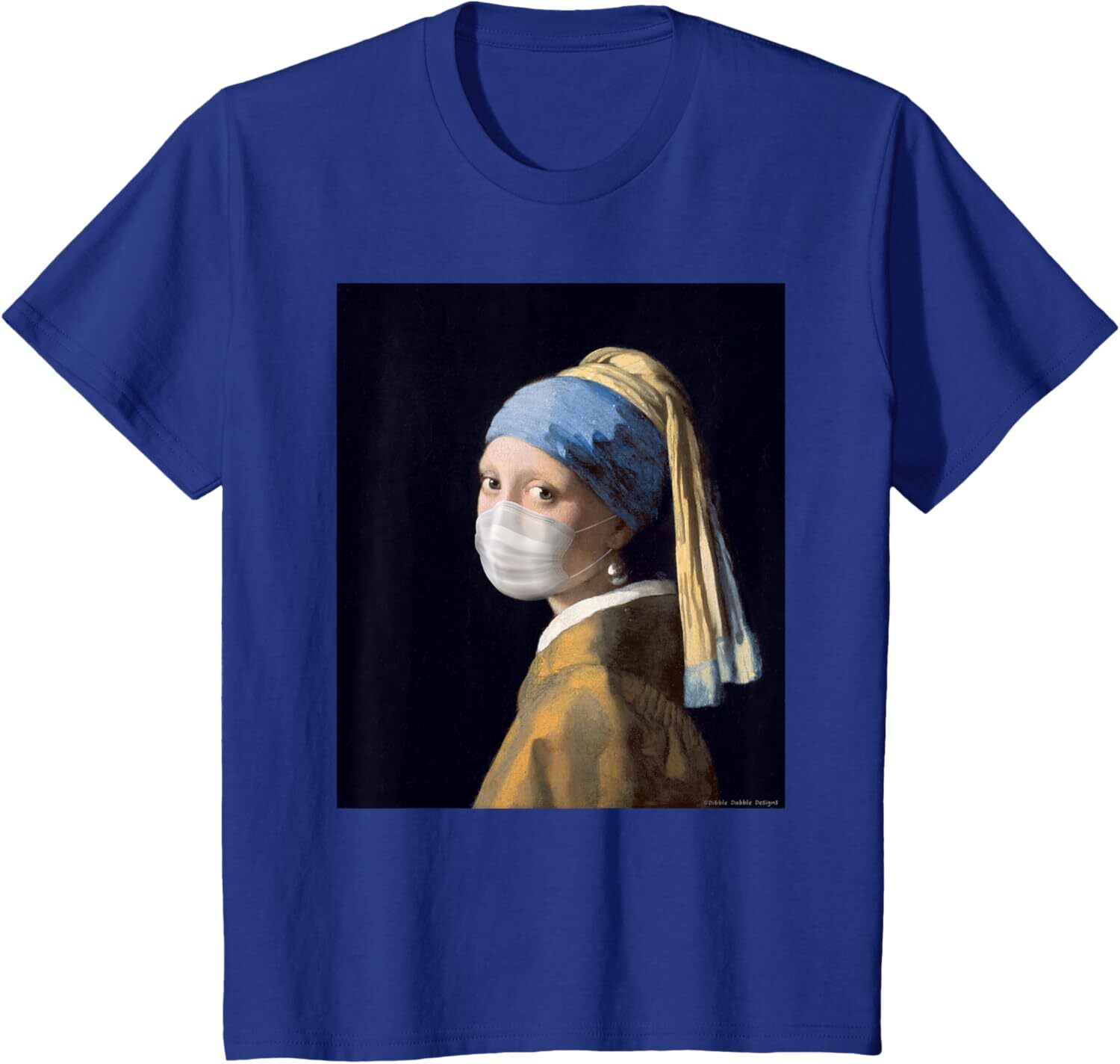 T shirt for Mens Famous Painting Girl with a Pearl Earring Wearing Mask Graphic Tee Casual Tops Clothes Short sleeve