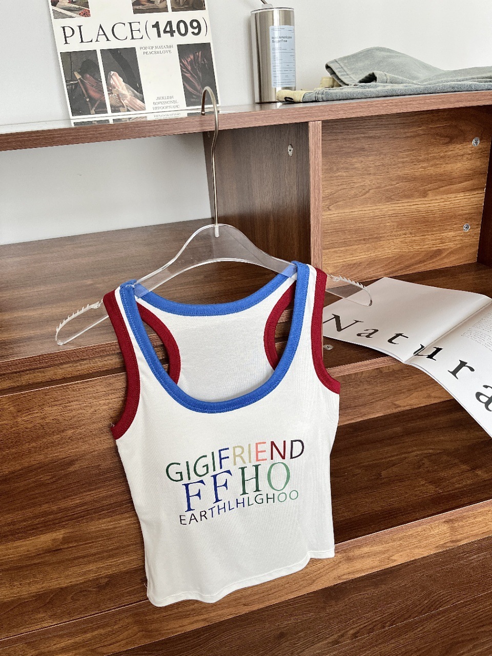 2025 New American Color Letter Printing Comparison Designer Women's Tank Top Breathable Spicy Slimming Short Version Both Interior And Exterior T