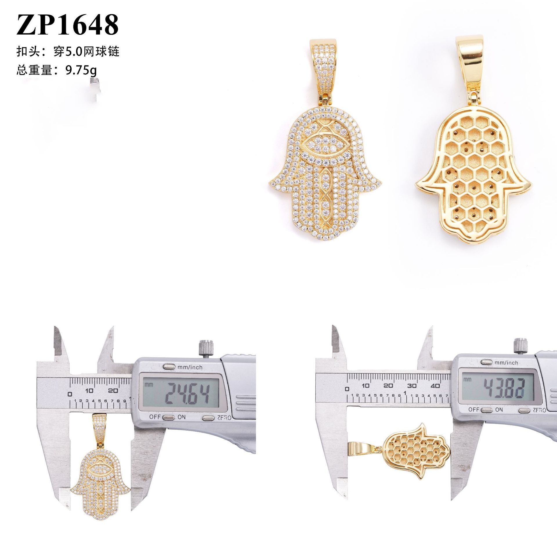 New Palm Personalized Hip Hop Pendant S925 Silver Set D-Color Moissanite Trendy Hip Hop Mens and Womens Pendant