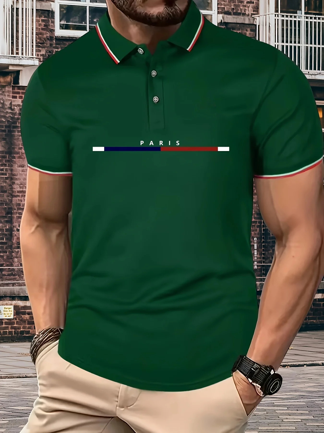 Mens Summer Cotton PARIS pattern POLO Shirt Tops 250324