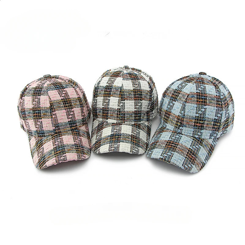Korean Fashion Plaid Hardtop Baseball Cap Ladies Outdoor Sun Visor Cap 250321